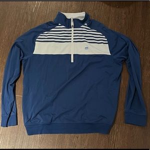 Travis Mathew 1/4 quarter zip sweater Blue White size Mens Large